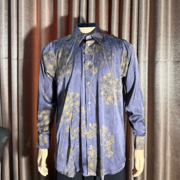 Midnight Slate Dandelion Print Shirt